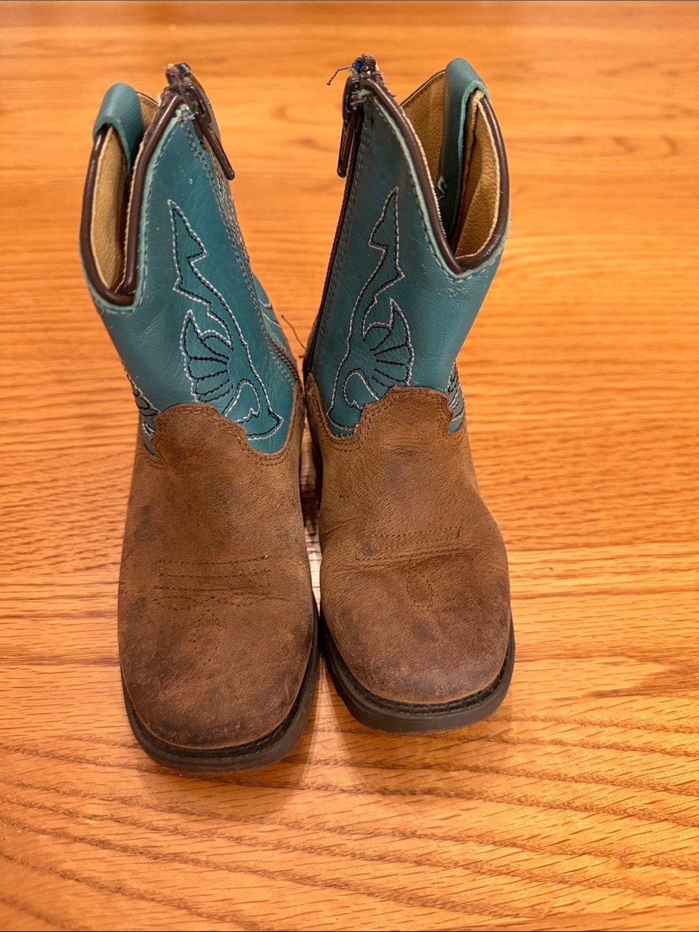 Kids Brown and Teal Cowboy Boots